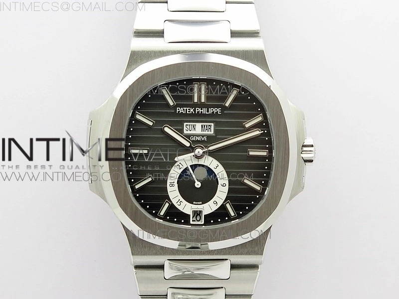 NAUTILUS 5726 SS GRF 1:1 BEST EDITION GRAY DIAL WORKING ANNUAL CALENDARON SS BRACELET A.324 V2
